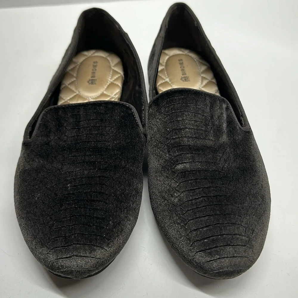 Birdies The Starling Loafers Slip On Shoes Python Snake Velvet Dark Gray Size 8 - Picture 6 of 9